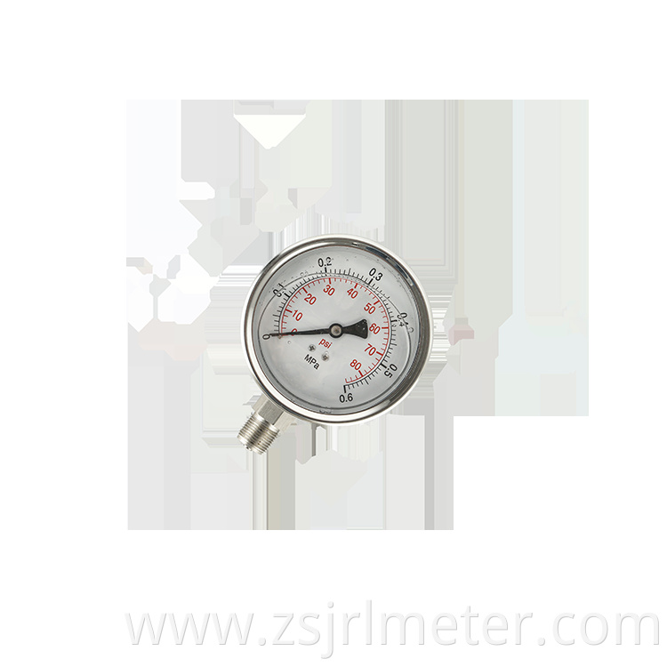 Hot selling good quality liquid filled pressure gauge, glycerin /silicon filled stainless steel manometer